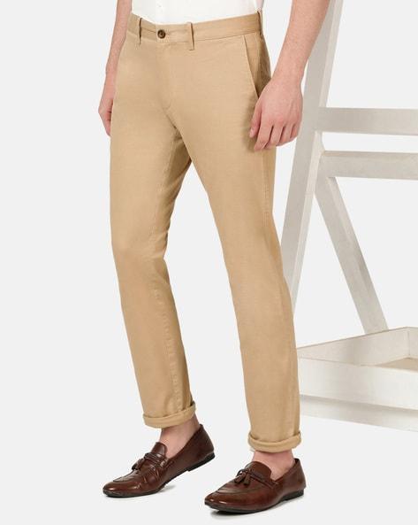 flat-front straight fit trousers