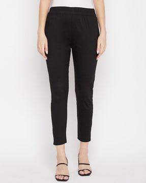 flat-front straight fit trousers