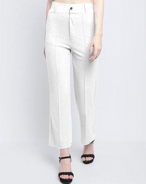 flat-front straight fit trousers