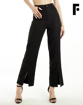 flat-front straight fit trousers