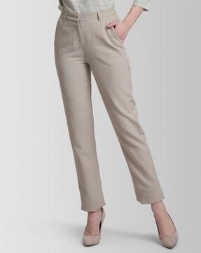 flat-front straight fit trousers