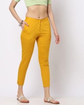 flat-front straight pants with vented hems