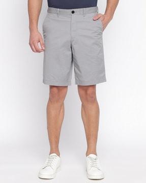 flat-front stretch cotton shorts
