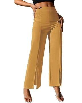 flat-front stretchable trousers