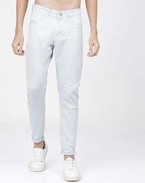 flat-front tapered fit chinos