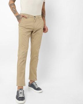 flat-front tapered fit chinos