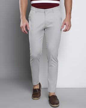 flat-front tapered fit chinos