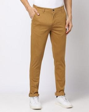 flat-front tapered fit chinos