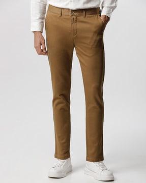 flat-front tapered fit chinos