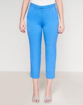 flat-front tapered fit crop pants