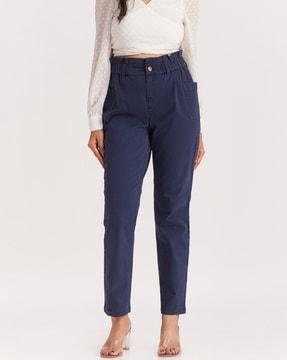 flat-front tapered fit pants