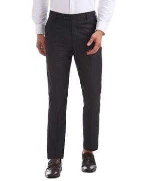 flat-front tapered fit trousers