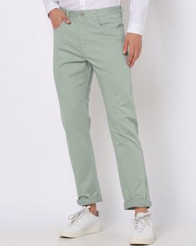 flat-front tapered fit trousers