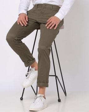 flat-front tapered fit trousers