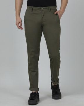 flat-front tapered fit trousers