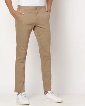 flat-front tapered fit trousers