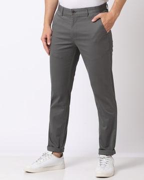 flat-front tapered fit trousers