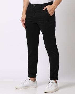 flat-front tapered fit trousers