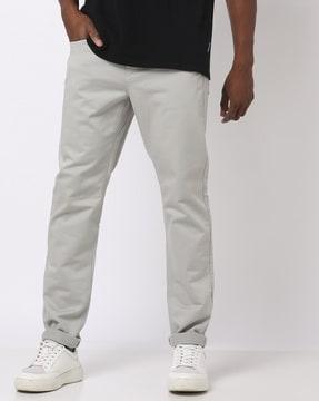 flat-front tapered fit trousers