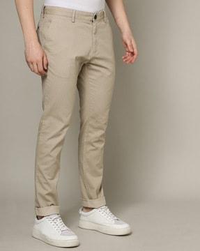 flat-front tapered fit trousers