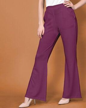 flat-front trousers with elasticated waistband