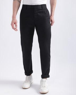 flat-front trousers with insert pocket