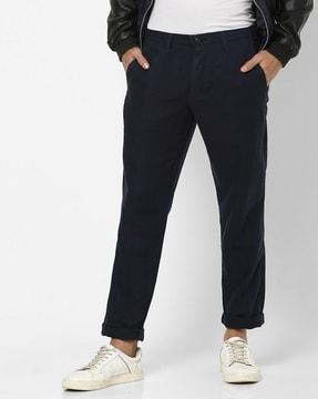 flat-front trousers with insert pockets