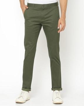 flat-front trousers with insert pockets