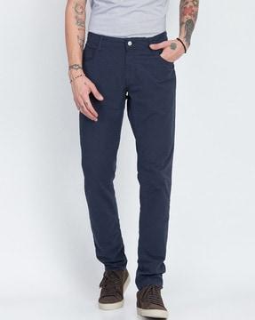 flat-front trousers with insert pockets