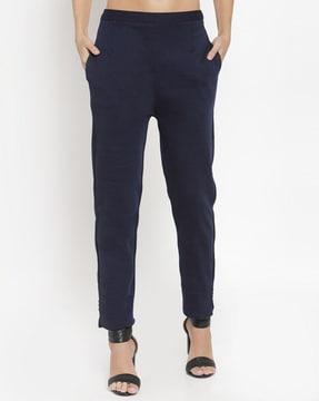 flat-front trousers with insert pockets