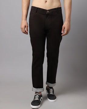 flat-front trousers with insert pockets