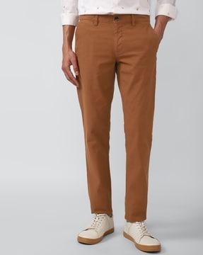 flat-front trousers with insert pockets