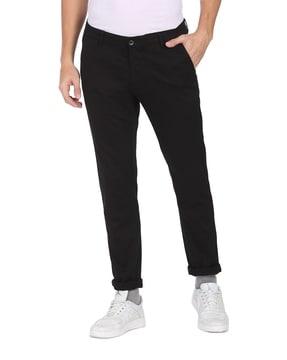 flat-front trousers with insert pockets