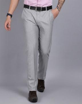 flat-front trousers with insert pockets