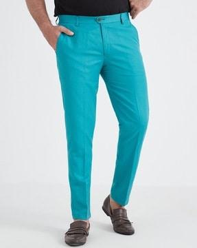 flat-front trousers with insert pockets