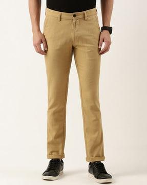 flat-front trousers with insert pockets