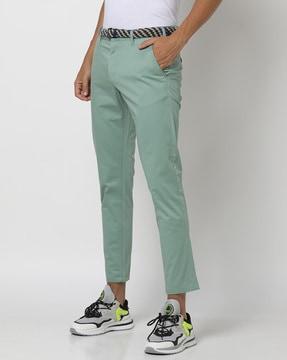 flat-front trousers with insert pockets