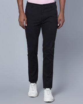 flat-front trousers with insert pockets