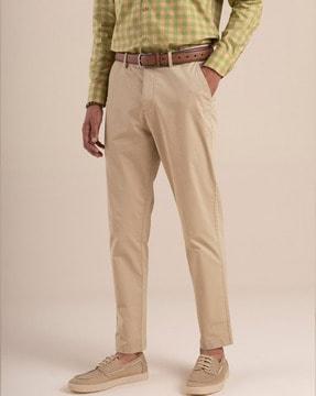 flat-front trousers with insert pockets