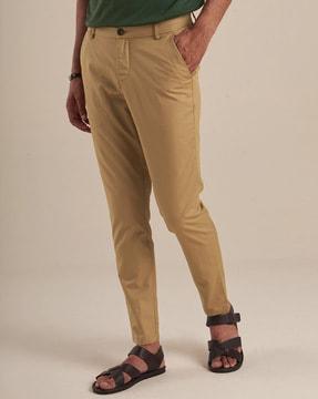 flat-front trousers with insert pockets