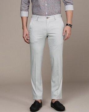 flat-front trousers with insert pockets