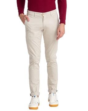 flat-front trousers with insert pockets