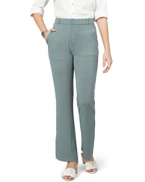 flat-front trousers with insert pockets