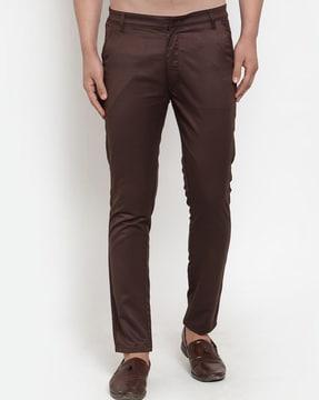 flat-front trousers with insert pockets