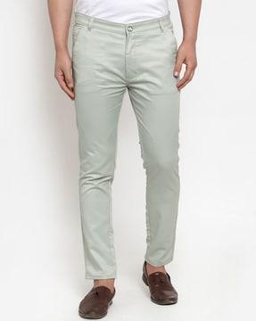 flat-front trousers with insert pockets