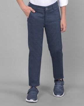 flat-front trousers with insert pockets