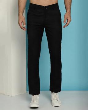 flat-front trousers with insert pockets