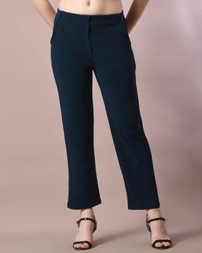 flat-front trousers with insert pockets