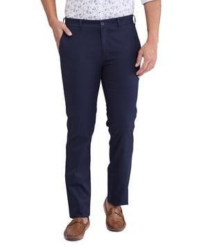 flat-front trousers with insert pockets