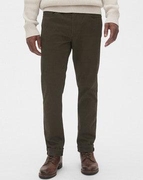 flat-front trousers with insert pockets